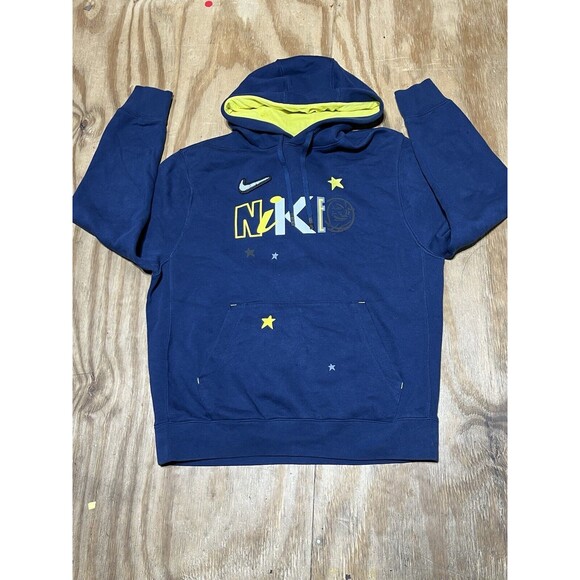 Nike NSW Club Stories Hoodie Black DO6176-419 Men Large Blue Pullover @D3 Knit - Picture 1 of 8